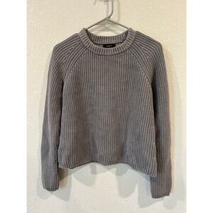 Quince Fisherman Knit Crewneck Sweater 100% Organic Cotton Grey Size Small